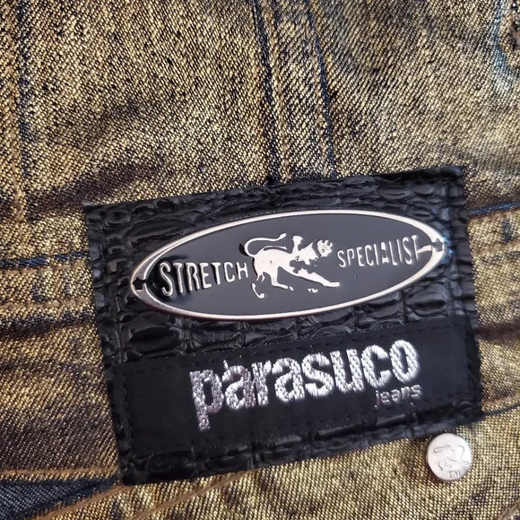 PARASUCO Gold Shimmer Denim Jean Jacket Metallic Finish Size Large - Picture 6 of 15